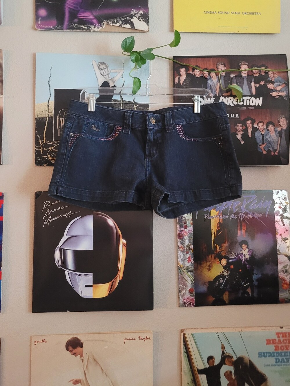 Guess Dark Wash Bedazzled Denim Shorts